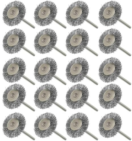 LEPEVNEY 20 Pcs Wire Brushes Wire Wheel Brush 22mm x 3mm Shank Wire Wheels for Grinder Rotary Tool