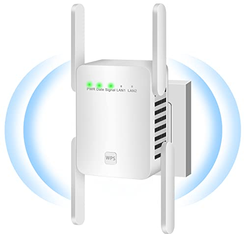 MEETOWN WLAN Verstärker, Ultraxtendex WiFi Repeater mit LAN anschluss, 300 Mbit/s WiFi Verstärker, Compatible 99% Standard WiFi Routern, Kompatibel mit Alexa, Deckt bis zu 9200Sq.ft und 35 Geräte ab
