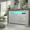 LSBIKE LED Sideboard Cabinet White High Gloss 3 Door Cupboard 16 Color TV Stand Unit Display Storage Cabinet for Bedroom Hallway Living room