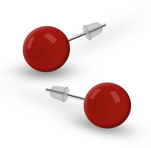 Soul-Cats runde Kugel Ohrstecker Ohrringe in der Farbe rot