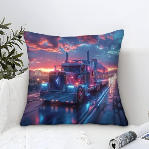UNRXJZLVM Big LKW Kissenbezug 1er Set Kissenbezüge Wohnzimmer Kissenhülle Couchkissen Waschbar Kopfkissenbezug Für Sofa Schlafzimmer Couch Outdoor Deko Kissen 45x45cm