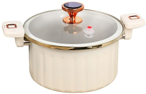 Wedhapy Enamel Pot 5L Non-stick Micro Pressure Cooker with Secure Lock Spill-proof Enamel Stock Pot with Lid Silicone Seal Valve Pressure Pot for Cooking White Enamel Stock PotEnamel Pot Enamel Pots
