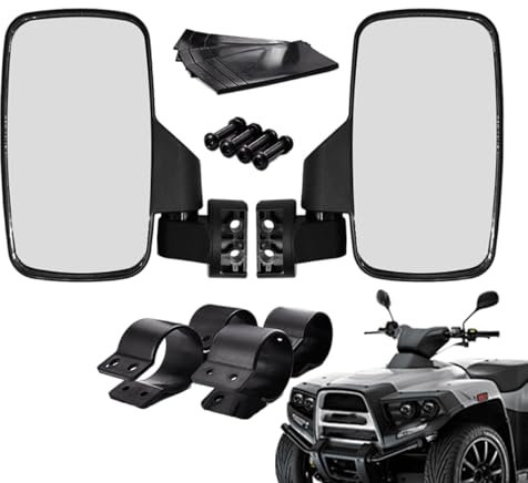 ATV Rückspiegel - UTV Seitenspiegel | 2x Offroadspiegel mit Rollbar 1,75 Zoll und 2 Zoll | Bruchsicherer und verstellbarer Spiegel