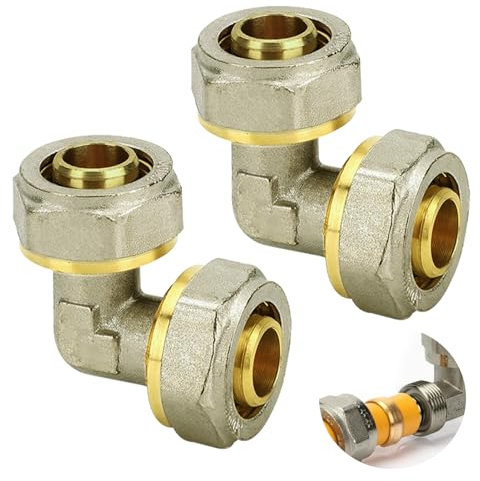 Beatific 2 Stück 90 Grad Schraubfitting Winkel, Ø20x2 mm Schraubfitting 90° Winkel, DVGW, UBA Konform, Messing Klemmverschraubung für Mehrschicht Verbundrohr, PEX-Rohre, Aluverbundrohre