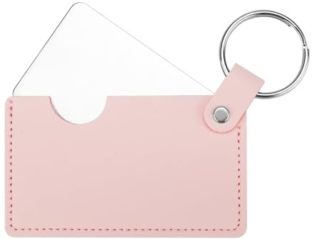 Huakaile Miroir rotatif en acier inoxydable pour cartes de crédit avec cuir synthétique et porte-clés, mini miroir de poche compact incassable pour sac à main, petit miroir de maquillage pour homme et