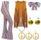 80er Jahre Outfit Damen, 80er Kostüm Accessoires, Partei Fancy Dress Zubehör Set, Beinstulpen Netzhandschuhe Sonnenbrille Spitzenstirnband Mehrfarbige Armbänder 80er Brille Tüllrock Glitzer Damen Gold