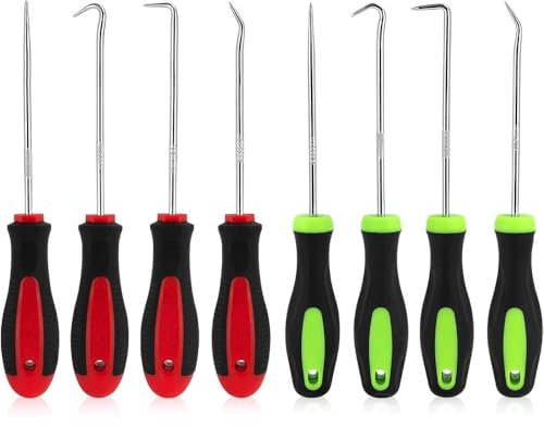Extra Long Precision Hook & Pick Set 6 Piece Set Chrome Vanadium Steel Shaft Hose Seal Removal Tool Car Electronics Maintenance Tools(8PACK)