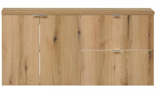 [en.casa] Doppelwaschtisch Skelbolu Unterschrank mit 2 Türen und 2 Schubladen Waschbeckenunterschrank Badmöbel 120x60x40 cm Eiche