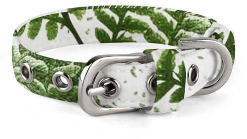 Dog Collar Cute Puppy Collars Natural Plant Silhouette Fern Leaf Dog Collars for Medium Dogs Small Dog Collar Soft Cat Collar Pet Collar with Adjustable Buckle 7.9~10.4 Inches
