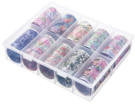 Fivetwofive Colorful Botanical Nail Wraps - 1 Box/10 Roll Flower Print Stickers, Star-Inspired Decals for Nail Art