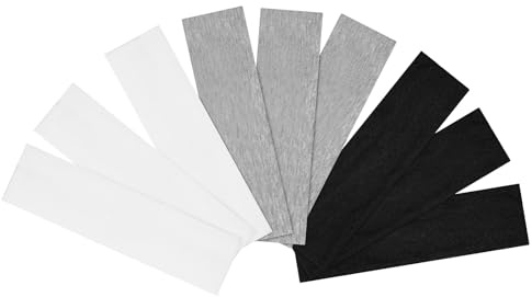 Stirnband Damen Sport, 9 Stück Elastische Haarband Haarbänder Antirutsch Damen Stirnband, Dünn Schweiß Sport Unisex Haarband für Yoga Workout Laufen Fitness (Schwarz, Grau, Weiß)