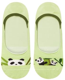 Dedoles Chaussettes Unisexe Homme Femme & Enfants beaucoup designs amusants gauche droite différent, couleur: Vert, motif: Panda et bambou (invisibles), taille: 35-38