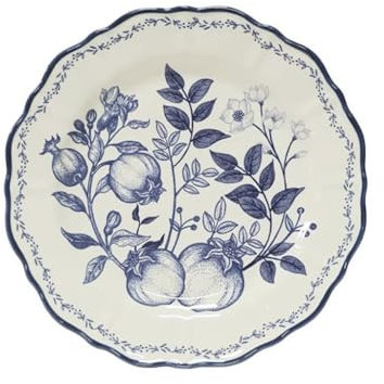 TGDGFKIAS Platos de cena grandes, Platos apilables Plato llano de cerámica con estampado de granada multicolor 26 cm x 26 cm x 2,5 cm