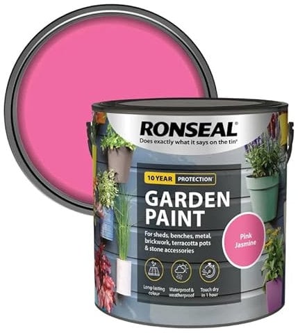 DUAYRA Garden Paint 2.5L | Quick Drying Outdoor Paints | All Purpose Long Lasting | Multicolor Water Based | Water Resistant Weatherproof Matt Finish | For Brickwork, Metal, Wood (Pink Jasmine)