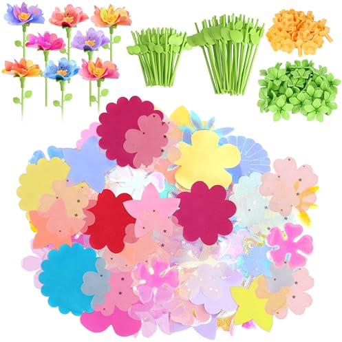 Charmofun Nachfüll-Set für DIY Blumen Bastelset, 100+ Zubehörteile, 36 Blütenkerne, Knospen und Blütenstiele, Basteln Mädchen ab 4 jahre