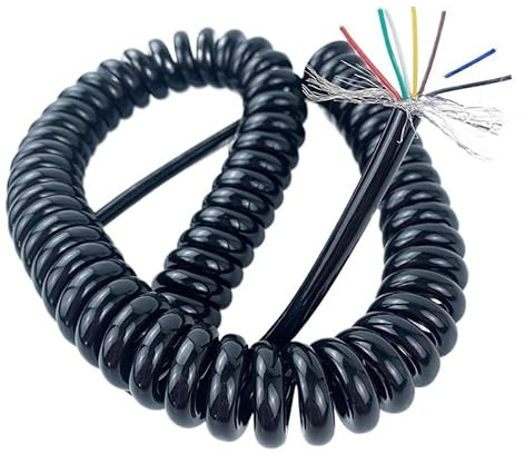 Fil électrique, câble spiralé télescopique, Câble télescopique blindé 26 AWG 0,15 mm² 4 à 6 conducteurs Fil extensible rétractable(Stretch 3 Meters 4 Cores)