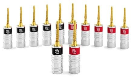 Sewell Silverback Flex Pin Connectors for Speaker Wire, for Spring-Loaded inputs, 6 Pairs - 2025 Update (6 Pairs)