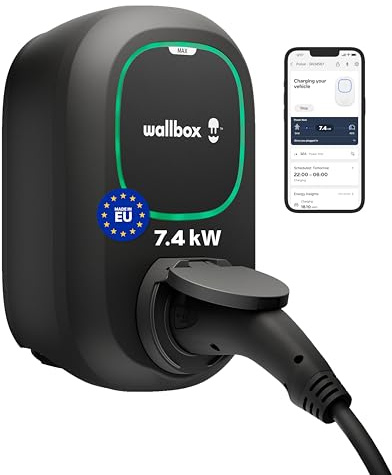Wallbox Pulsar Max 7.4kW für Elektroauto, Ladegerät für EV/PHEV | Max 32Amp, Smart EV Ladegerät Typ 2 mit App, WiFi & Bluetooth, EV Charger