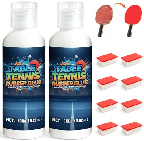 200 ml de pegamento de tenis de mesa, viene con 4 esponjas, potente unión, secado rápido, diseñado específicamente para pegar hojas de goma de tenis de mesa, apto para jugadores profesionales y