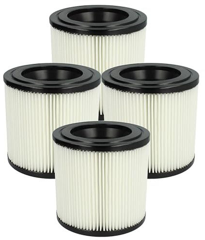 vhbw 4x Faltenfilter Ersatz für Kärcher 2.889-219.0 für Staubsauger | Patronenfilter Schwarz Weiß Abwaschbar