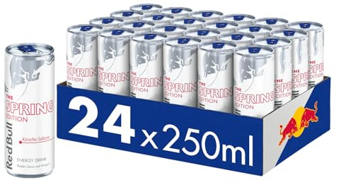 Red Bull Energy Drink Kirsche-Sakura Spring Edition | beinhaltet Koffein, Taurin, B-Vitamine, Zucker und Wasser, 250 ml, 24-Pack
