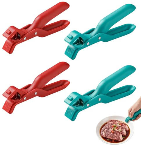 4 PCS Hot Plate Gripper, Anti Scald Bowl Holder Clip, Anti Scald Bowl Gripper, Kitchen Supplies for Microwave and Air Fryer Decoration, Materials with Stable Grip Design