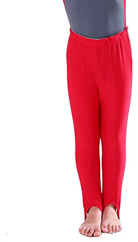 Gymnastikhose für Herren und Jungen, Ballettstrumpfhose, Steigbügelhose für Tanz, Yoga, Praxis, Athletic - Rot - 7-8 Jahre