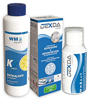 WM aquatec – Wasserhygiene-Trio für Frischwassersysteme bis 60L Tankgröße – für Wohnmobile, Caravans & Boote geeignet – Reinigung, Desinfektion, Entkalkung & Wasserkonservierung – Made in Germany
