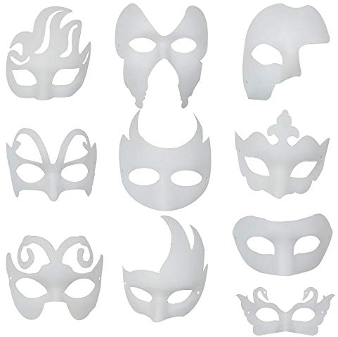 Ritte Masque Blanc, 10 Pièces Masque Facial, Masque de Peinture Décorer Masque Blanc Masque Vintage Demi Masque Carnaval Vénitien Mascarade Masque Mardi Gras