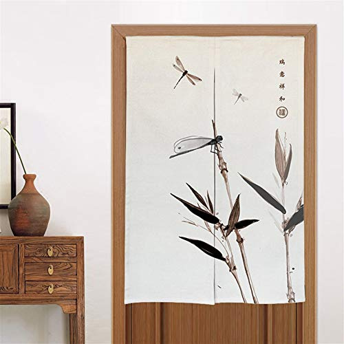 Liveinu Noren Tenda per Porta con Barre di Tensione in Lino Anteriore Tappezzeria Giapponese della Porta Pittura Cinese Tenda per Porta Finestra Cucina 90x150cm Style 9