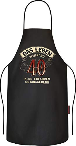 RAHMENLOS Grillschürze Kochschürze Küchenschürze als Geschenk zum 40. Geburtstag aus reiner Baumwolle