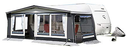 dwt Wohnwagen Vorzelt Polo für Reise- und Saisoncamping, 240 cm Tiefe, hochwertiges und beidseitig kunststoffbeschichtetes Polyestergewebe, 5-teiliges Zelt, Größe:Gr. 18 Umlaufmaß 1061-1090 cm