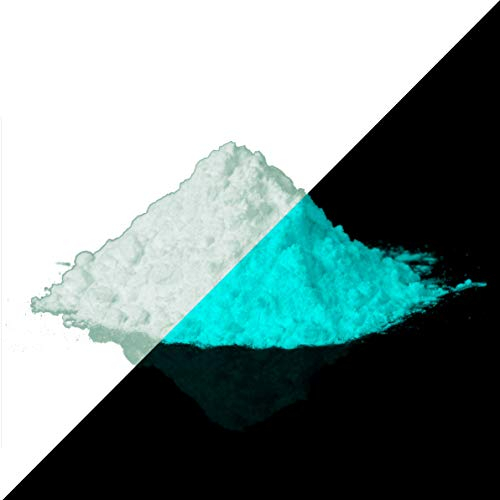 LUMENTICS Hochleistungspigment blaugrün nachleuchtend - Im Dunkeln leuchtende Farbpigmente, Nachtleuchtpulver, Glühpulver, UV Leuchtpigment (40 g, 150 µm)