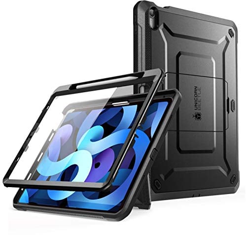 SupCase Unicorn Beetle Pro Coque de Protection pour iPad Air 5/4 (2022/2020) 10,9 avec Support pour Stylo et Film de Protection d'écran intégré Noir