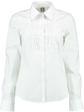 OS Trachten Damen Bluse Langarm Trachtenbluse mit Liegekragen Pavufu