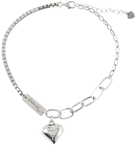 KINGGOO armband silber 925 damen Sterling Silber Vintage Armband Für Frauen Männer Liebe Herz Thai Silber Armband Bester Freund Geschenk Hip Hop Schmuck(A)
