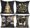 BETESSIN 4 Stücke Weihnachten Kissenbezüge Weihnachtskissenhülle Leinen Deko Kissenbezüge 45×45cm Sofa Kissenbezug Weihnachtesdeko Homedeko - Ohne Kissen