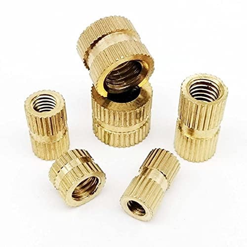 5/10/25pcs M2 M2.5 M3 M4 M5 M6 M8 M10 Solid Brass Copper Injection Molding Knurl Thread Insert Nut Nutsert Embedded Double Pass-10pcs M6(OD 8.3mm),Length 16mm