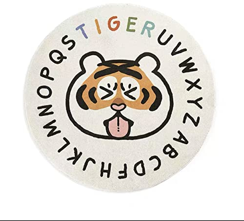 SWECOMZE Kinderteppich Tiger Baby Krabbelmatte Runde Kinderzimmereppich für Schlafzimmer Teppich Weich Flauschig (C,100cm)