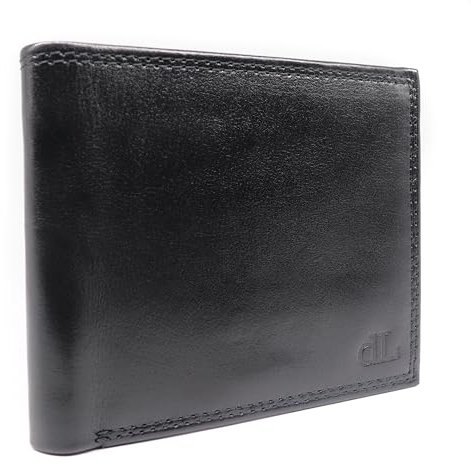 deLausier La Grande | Handmade Slim Men's Wallet, Made with Napa Leather, RFID Blocking Wallet, 13 Card Slots & ID Window (Black)
