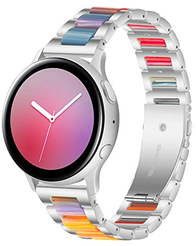Gheper Correa de Acero Inoxidable y Resina Compatible Con Samsung Galaxy Watch 7 FE 6 5 4 44mm 40mm/Active 2/1 40mm/42mm/3 41mm - Repuesto de Metal 20mm
