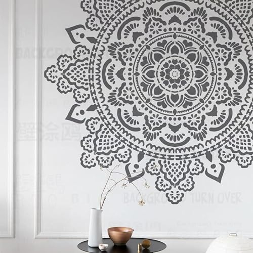 120cm Huge Giant Mandala Henna Indian Arabic Ethnic Round Flower Lotus Schablone Schablonen Für Dekor Vorlage Wiederverwendbare Mandala Möbel Muster Fliesenboden Nische Wand Die Samen, XXL 42cmX60cm
