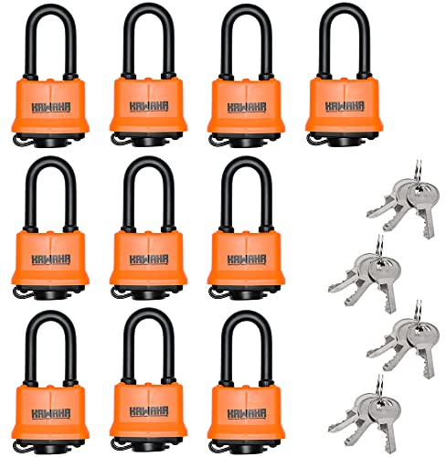 KAWAHA 91/40L-10P wasserdichte laminierte Vorhängeschlösser mit Schlüssel (robuste Vorhängeschlösser, Anti-Schnitt, Hof, Outdoor & Indoor