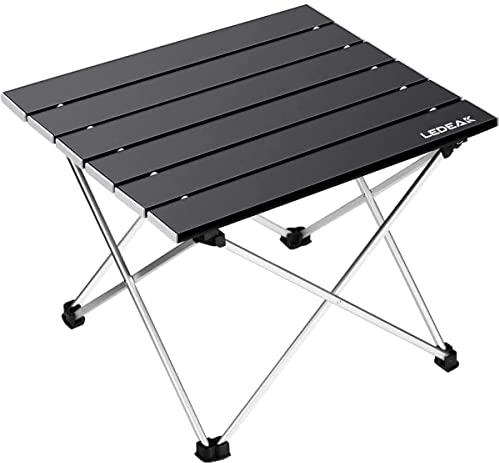 Ledeak Portable Camping Table, Lightweight Folding Table with Aluminum Table Top and Carry Bag, Easy to Carry, Perfect for Outdoor, Picnic, Cooking, Beach, Hiking, Fishing