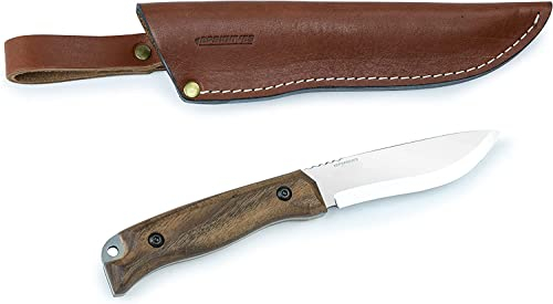 BPS Knives HK1 SSH - Couteau en acier inoxydable fait main - Couteau à lame fixe à soie traversante de camping et bushcraft en plein air avec étui en cuir