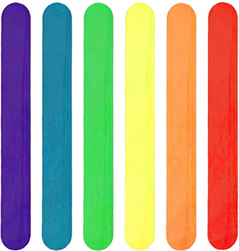 Eowppue Farbige Eisstiele, farbige Naturholz-Eisstiele, Eisstiele, Holz, für Lehrer und Schüler (15 cm, 200 Stück, gemischte Farben)