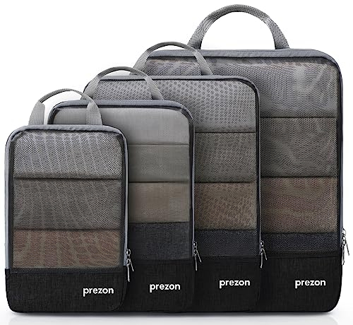Prezon Komprimierbaren Packwürfeln zur Organisation Ihres Reisegepäcks, Compression Packing Cube, Packtaschen Set & Gepäck Organizer für Rucksack & Koffer