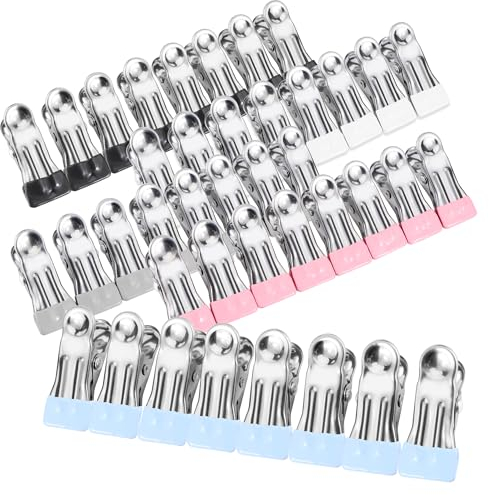 40 Piezas Pinzas de Ropa de Acero Inoxidable, Antideslizante Lavandería Clavijas de Metal, Pinzas para Tender la Ropa para Calcetines, Zapatos, Toallas, Sellado de Alimentos, Fotos