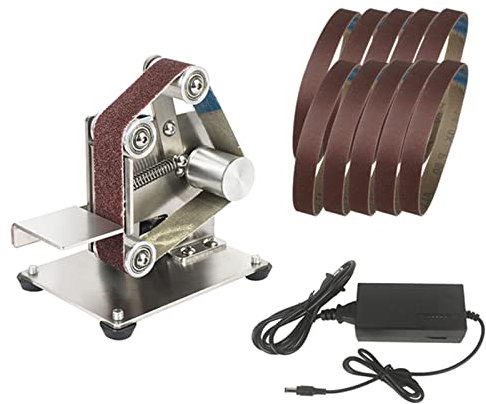 Mini Belt Sander for Woodworking, Electric Polishing Grinding Belt Machine Knife Apex Edge Sharpener Power DIY Micro Belt Sanders Adjustable Speed with 2 Wrenches 10 Sand Belt,Type 4 (Type 2)