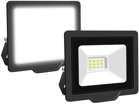Willpower 2pcs Projecteurs LED Extérieur 10W 1000LM Spot LED Blanc Froid 6000K IP66 Etanche Eclairage Exterieur Lumière de Sécurité LED pour Jardin Patio Garage Terrasse Maison